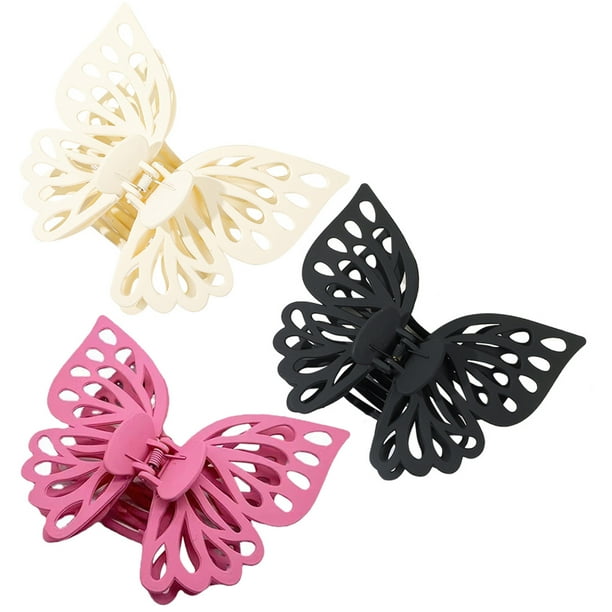 3 pinzas para el pelo con forma de mariposa, pasadores grandes para mujer, accesorios para el cabello