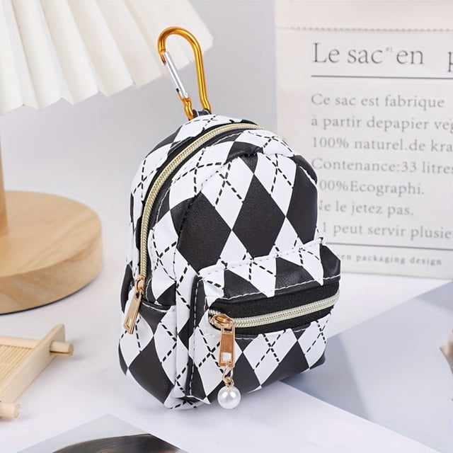 HLONK Mini Cute Cow Print Coin Purse Kawaii Portable Key Chain Lovely Backpack Shaped Storage Pouch
