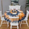 thumbnail image 2 of Orange Blue Tie Dye Mandala Pattern Round Tablecloth 60"x60",Wrinkle Wipeable Table Cloth for Kitchen Dining Room Picnic Patio Party, 2 of 6