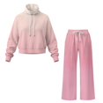 thumbnail image 5 of Glofpot Workout Sets for Women 2 Piece Outfits, Mock Neck Sweatshirt Long Sleeve Pullover Tracksuit, Wide Leg Trousers with Pockets, Matching Lounge Set, Airport Outfit, Pink Gradient Sweat Suit, 5 of 7