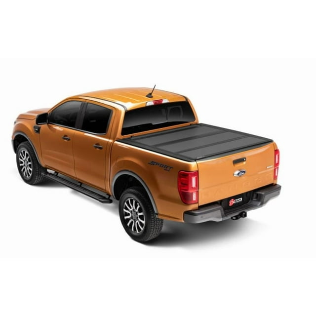 Fits 2019-2021 Ford Ranger BAK Industries Tonneau Cover 448333 BAKFlip MX4; Hard Folding; Lockable Using Tailgate Handle Lock; Black Matte; Aluminum; Can Be Used With BAK Tool Box