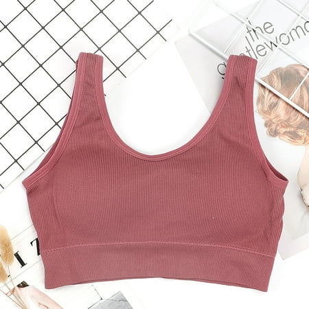 

QWERTYU Plus Size Bralettes for Women Bandeau V Neck Wireless Padded Sports Bra Purple F