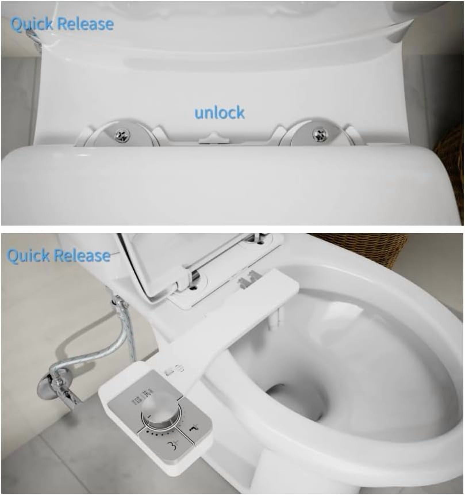 Upgrade Bidet Attachment for Toilet Seat, Adjustable Angle＆Water Pressure, Non-Electric Bidet Attachment for Feminine & Rear Wash, Fresh Cold Water Bidet Toilet Seat Attachment B020