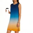 thumbnail image 4 of QUNYINEY Summer Casual Dresses for Women Mini Sleeveless Blue Sundress with Slit Crew Neck Beach Loose Fit Dresses, 4 of 6