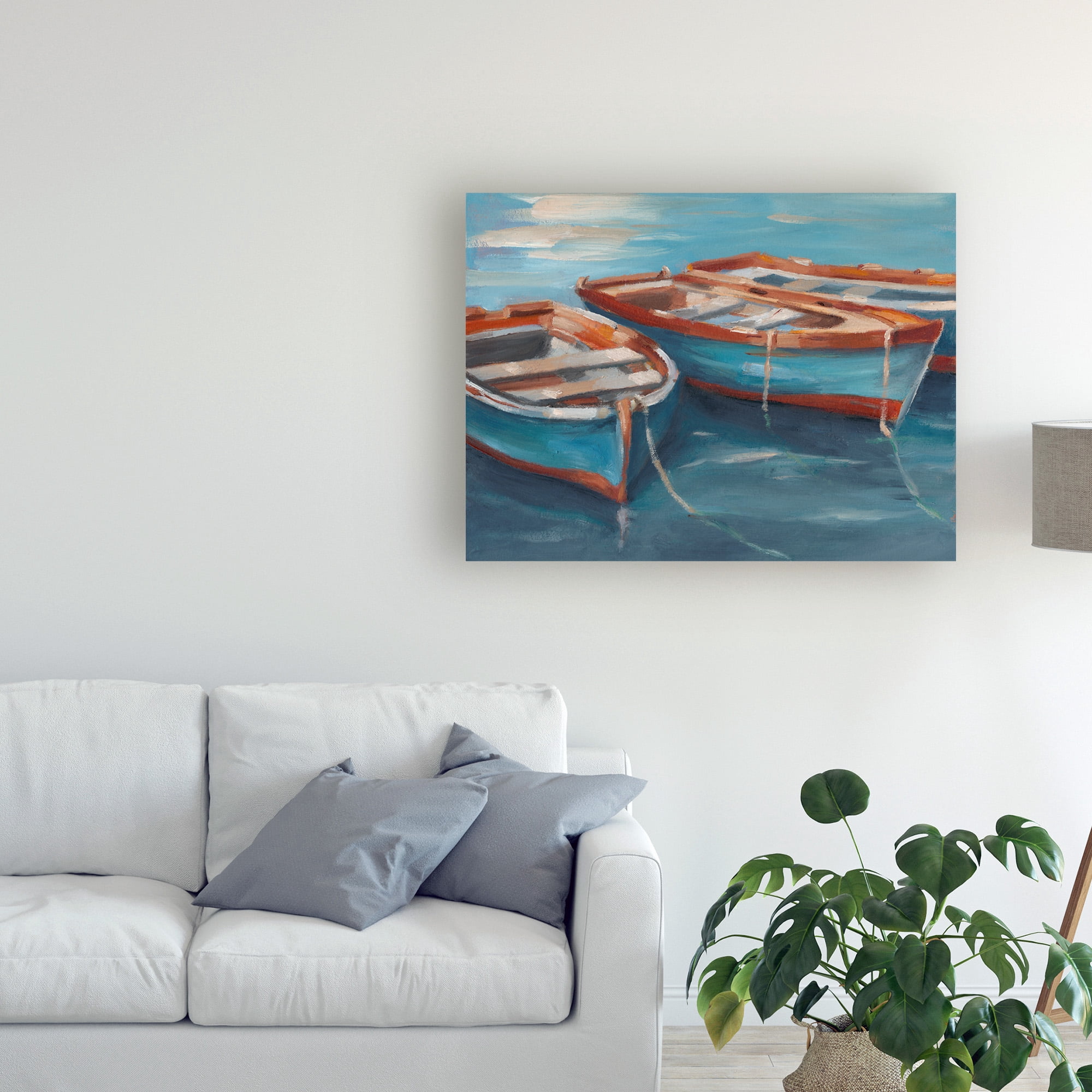 Tethered Row Boats II' Canvas Art by Ethan Harper