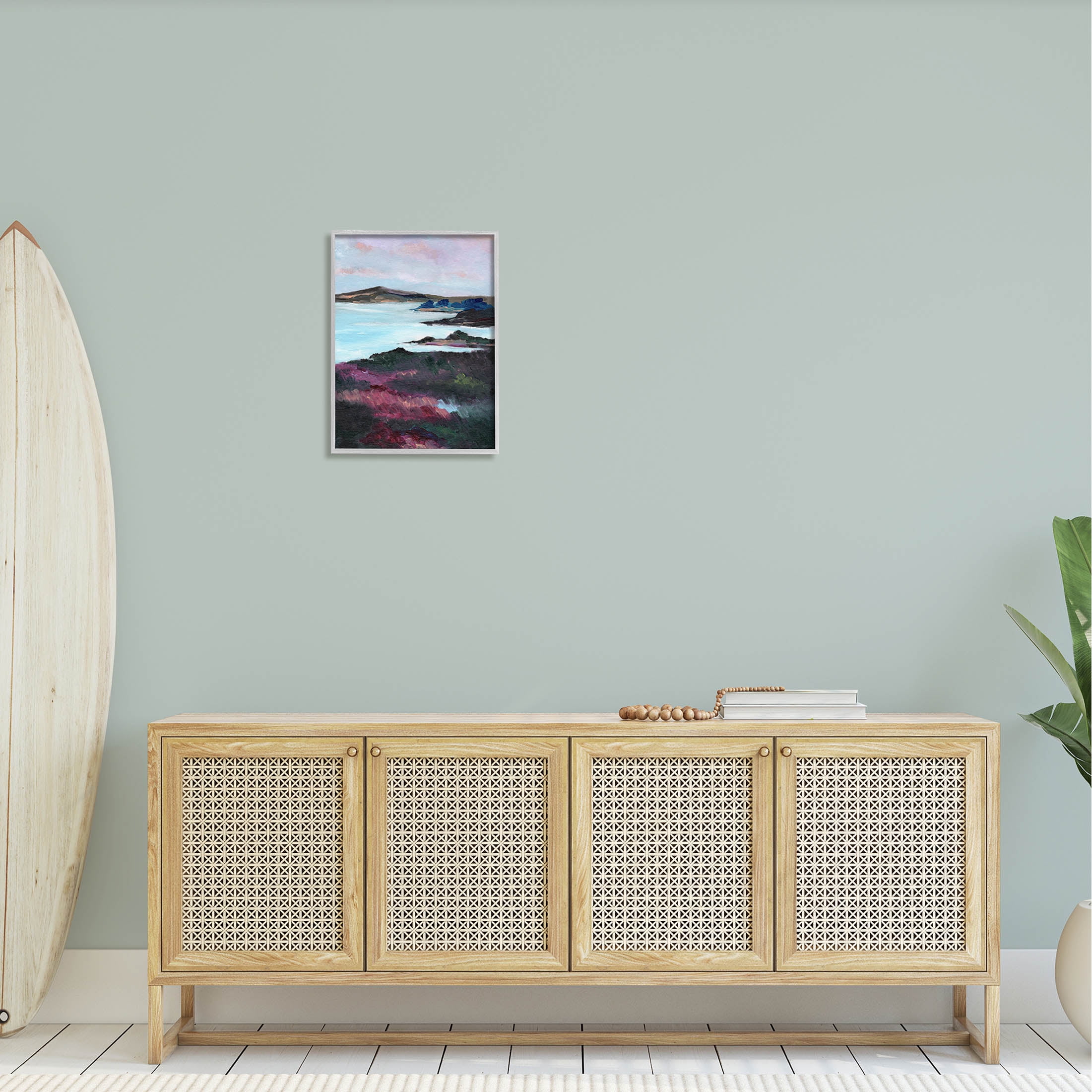 Stupell Industries Vivid Brushed Meadow Lake Edge Painting Gray Framed Art Print Wall Art, Design by Nikita Jariwala