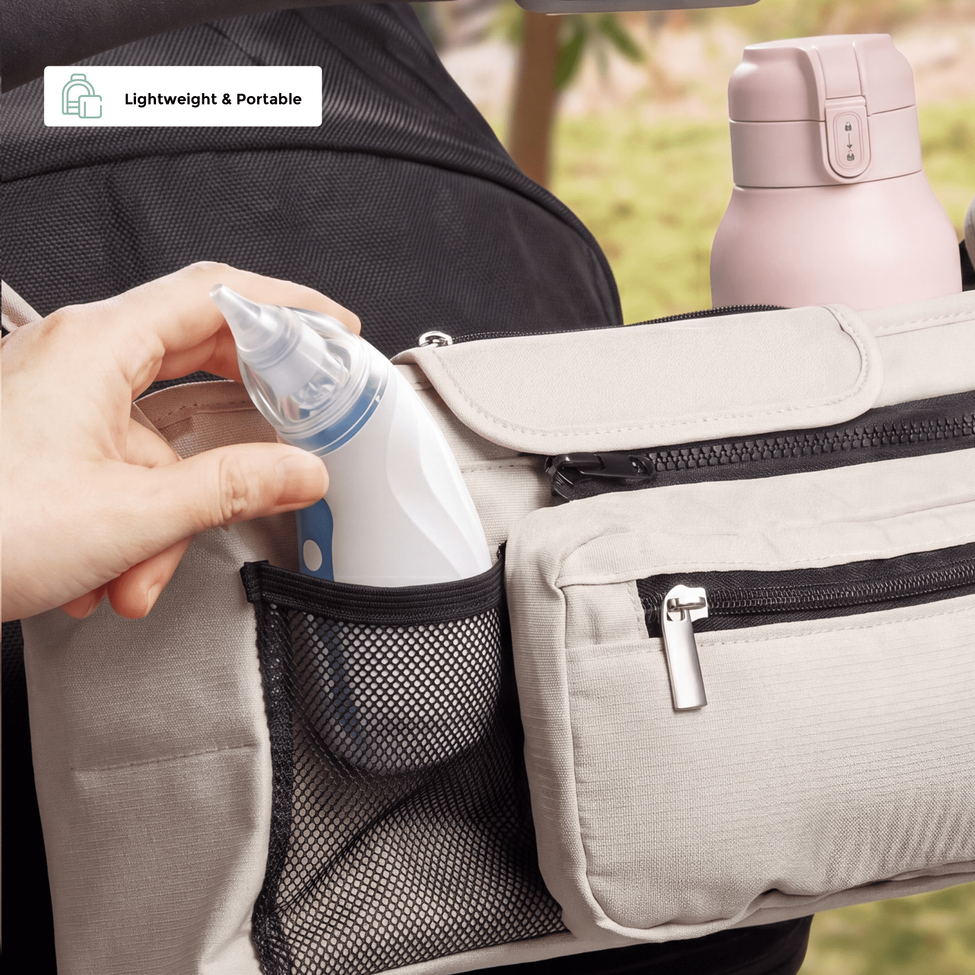 Momcozy Electric Baby Nasal Aspirator BN02 with Gentle Suction and Soothing Features, Light Blue