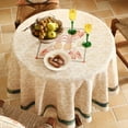 thumbnail image 2 of Designer Orange Tablecloth for Round Tables,Pineapple Tree Pattern Linen Tablecloth,Tropical Style Fruit Table Cover Cloth Decorative for Kitchen Dining Room, Diameter 60", 2 of 6