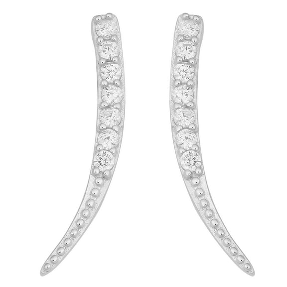 KoolJewelry Sterling Silver with Cubic Zirconia Stylish Tusk Earrings