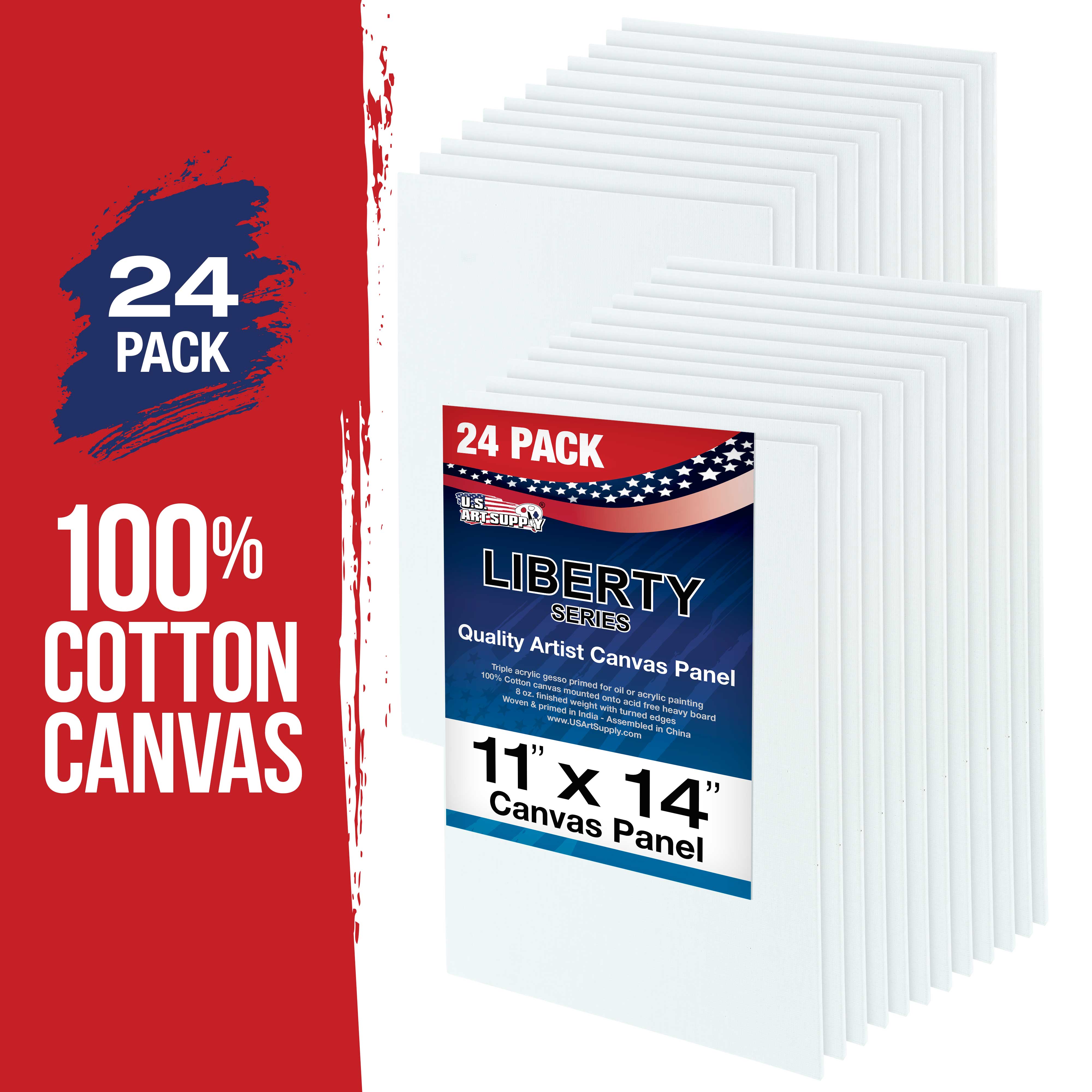 U.S. Art Supply 24-Pack of 11 X 14 inch Professional Artist Quality Acid Free Canvas Panel Boards for Painting (1 Full Case of 24 Single Canvas Board Panels)