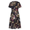 thumbnail image 4 of Birdeem Robe Décontractée Vintage Aguichant à Manches Courtes Col en V avec Boutons et Poches pour Femmes, 4 of 7