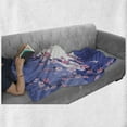 thumbnail image 5 of Flower Landscapes Soft Flannel Fleece Throw Blanket, Cherry Blossoms Birds and Mountains, Cozy Plush for Indoor and Outdoor Use, 50" x 60", Ceil Blue Baby Pink, by Ambesonne, 5 of 5