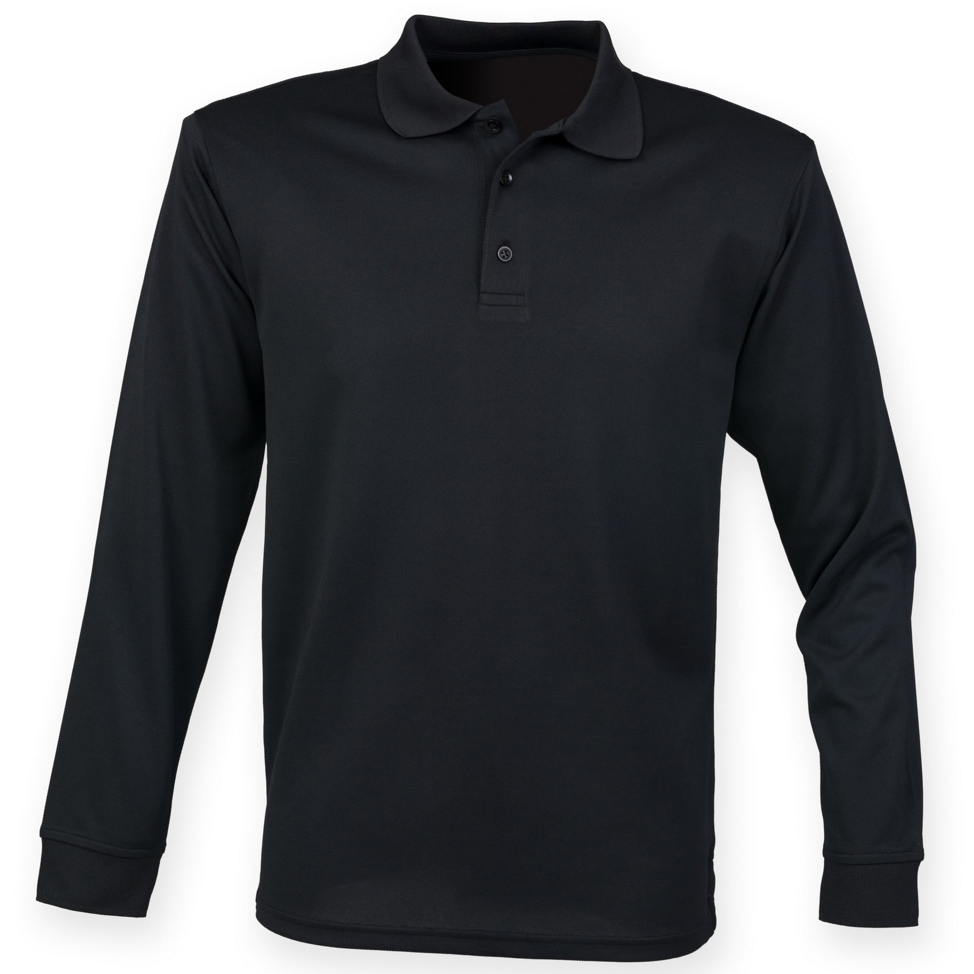 Henbury Mens Coolplus Moisture Wicking Long Sleeve Polo Shirt | Walmart ...