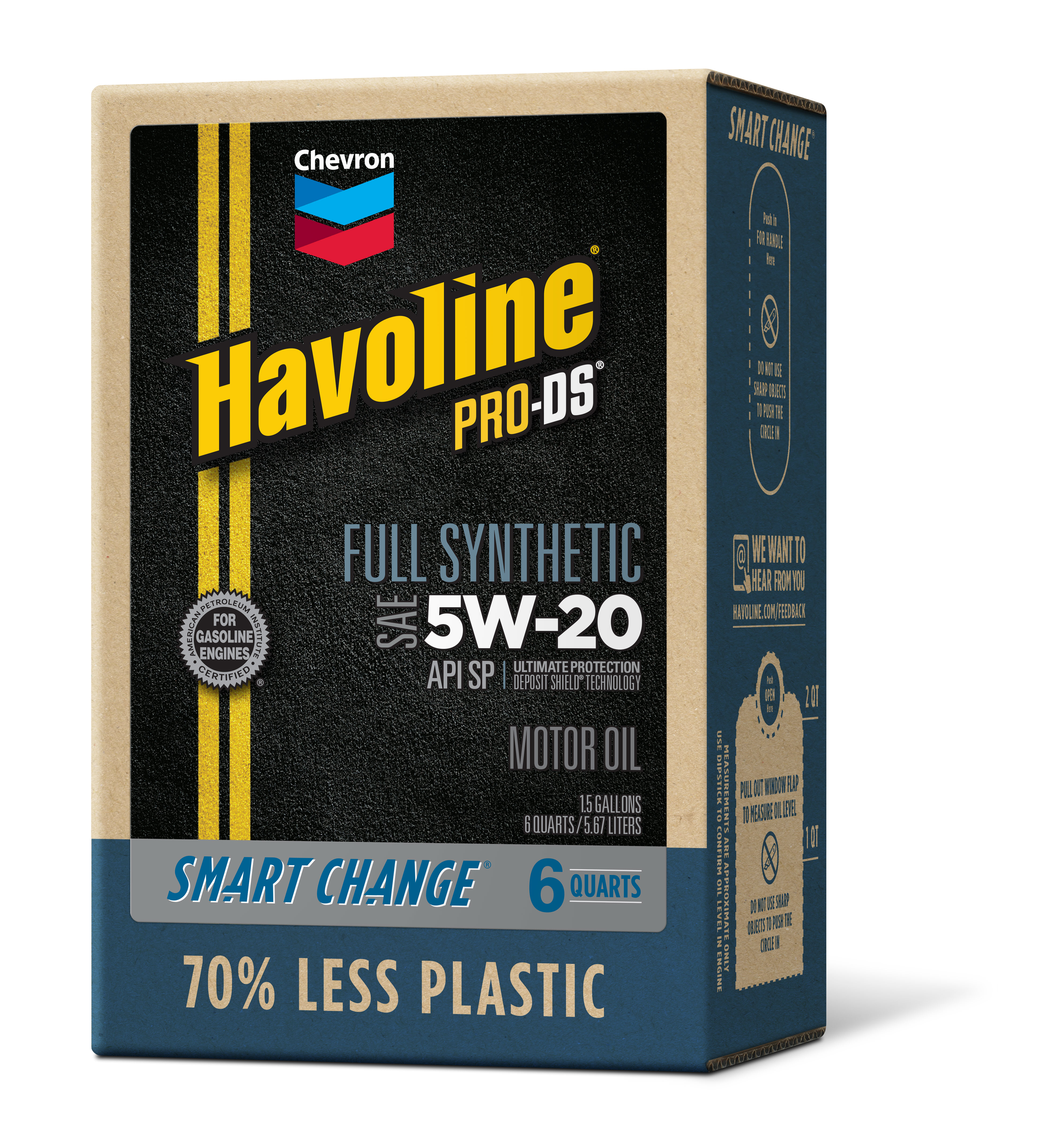 Chevron Havoline ProDS Full Synthetic Motor Oil 5W-20, 6 Quart