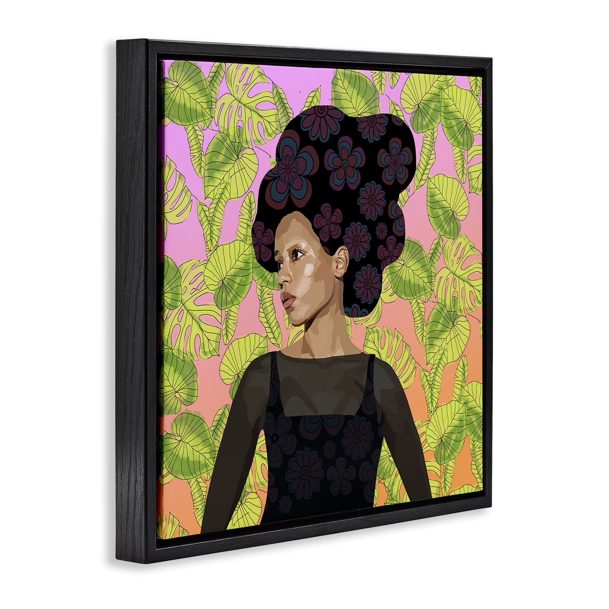 Stupell Industries Whispers Of Bloom Black Framed Floater Canvas Wall Art, design by Lynnda Rakos