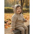 thumbnail image 4 of Miaouyo Girl Boys Hooded Plush Jacket Adorable Solid Color Bear Ear Long Sleeve Zipper Up Outerwear, 4 of 9