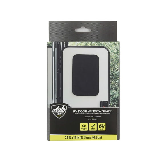 Auto Drive RV Door Window Shade, Black, Universal Fit, Model 88378