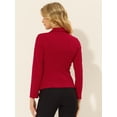 thumbnail image 3 of AllegK ChaqueDe Traje De ChaqueElástiCon Cuello De SolaPaOficiDe Trabajo PaMujer Rojo XS, 3 of 4
