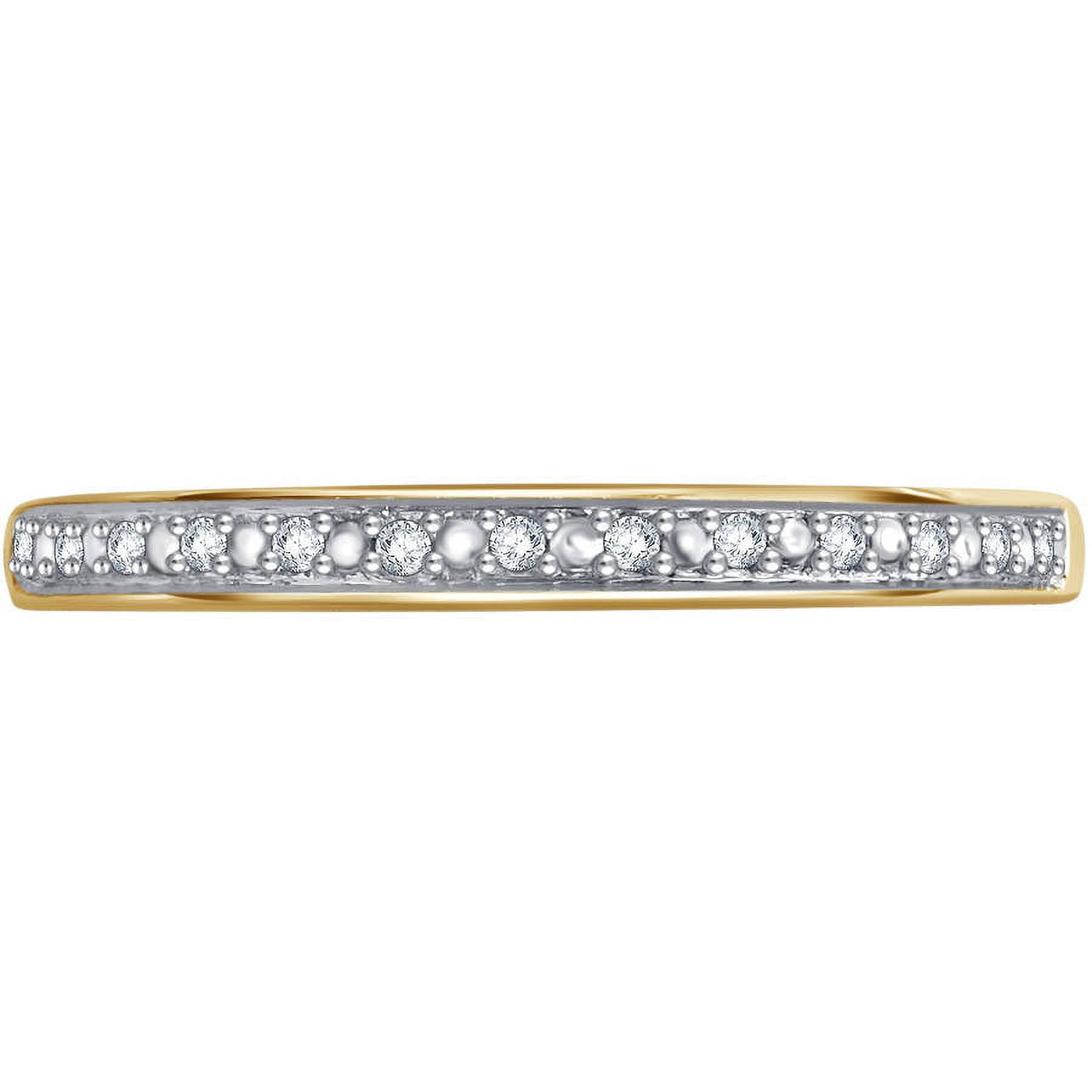 Arista Round Diamond Accent Women's Fine Prong Set Classic Wedding Band in 10K Yellow Gold (I-J, I2-I3)