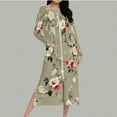 thumbnail image 5 of Aboser Zip Front Housecoat for Women Long Sleeve Soft Nightgown Robe Vintage Floral Graphic Sleepwear Casual Full Length Loungewear Lightweight Bathrobe with Side Pockets, 5 of 9