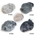 thumbnail image 4 of Human Hair Replacement System Toupee for Men Fine Mono Wave Male Wigs Men's Prosthesis 8x10 Grey Hairpiece Units, 4 of 7