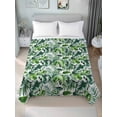thumbnail image 2 of Queen Size Flat Sheet Only, Tropical Soft Brushed Microfiber Bed Sheets, Green Palm Leaf Summer Plant Hotel Quality Breathable Bedding Top Sheet, Easy Care, 90"x102", 2 of 9
