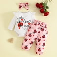 thumbnail image 2 of HCNTES Baby Girl Clothes 0 3 6 9 12 18 Months little love bug Long Sleeve Ruffle Romper Floral Pants Headband Sets Cute Baby Fall Winter Outfit, 2 of 8
