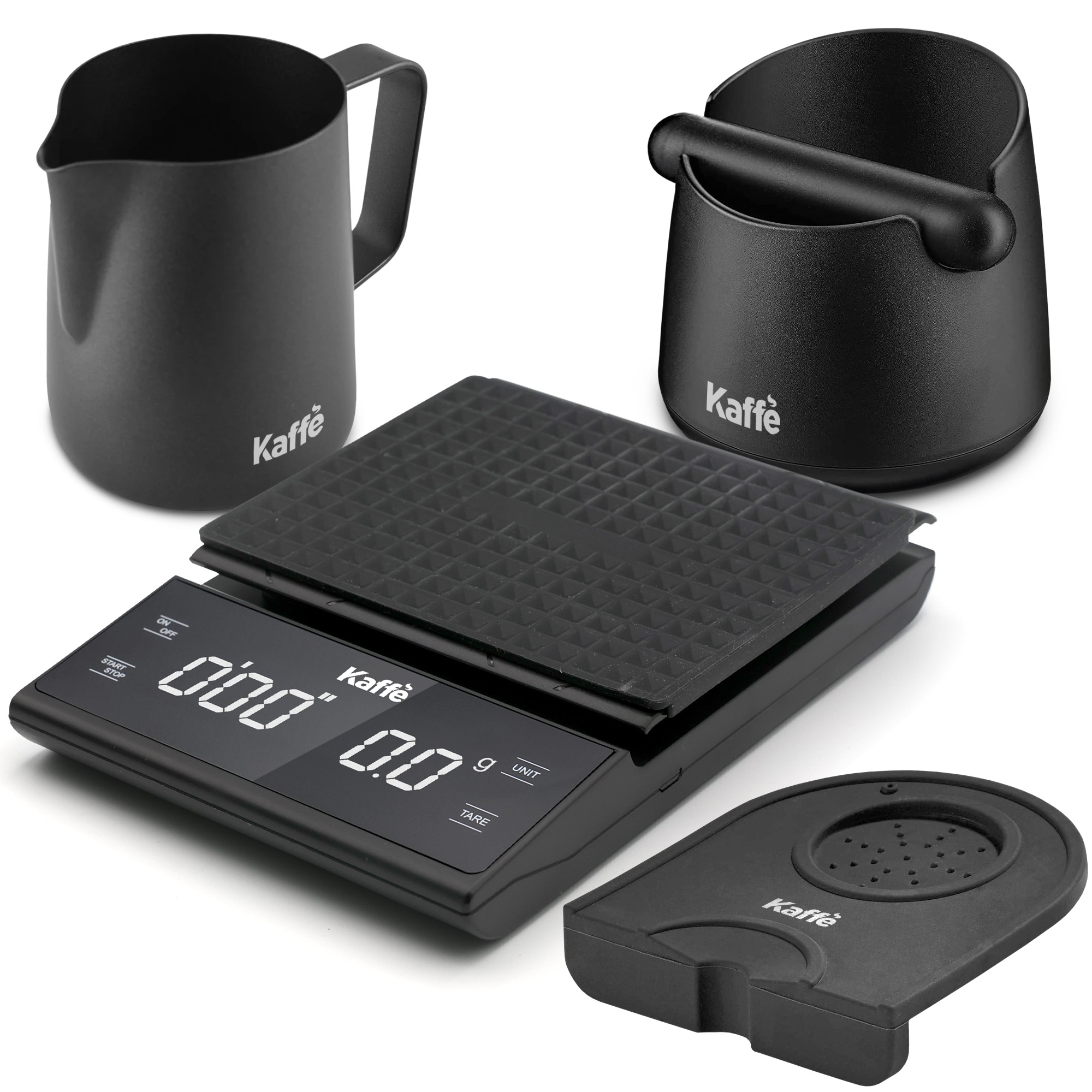Kaffe Premium Espresso Accessories, 4 in 1 Bundle, Knock box, Digital Weighing scale, Tamper Mat, Milk Pitcher - image 4 of 5