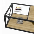 thumbnail image 6 of Modern Industrial Coffee Table for Bedroom & Living Room - Tempered Glass & Natural Wood MDF Top (W39.37"*D22.84"*H15.36", 220lbs Capacity), 6 of 16