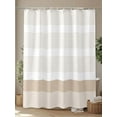 thumbnail image 4 of Fsddascl Brown Stripe Shower Curtain Set - 54" x 78" Washable Bathtub Curtain with 12 Hooks, Modern Rustic Horizontal Brown Striped Waterproof Fabric Stall Shower Curtains for Bathroom/Bathtub, 4 of 6