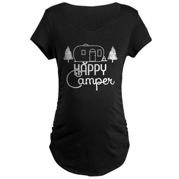 CafePress - Happy Camper Maternity T Shirt - Maternity Dark T-Shirt