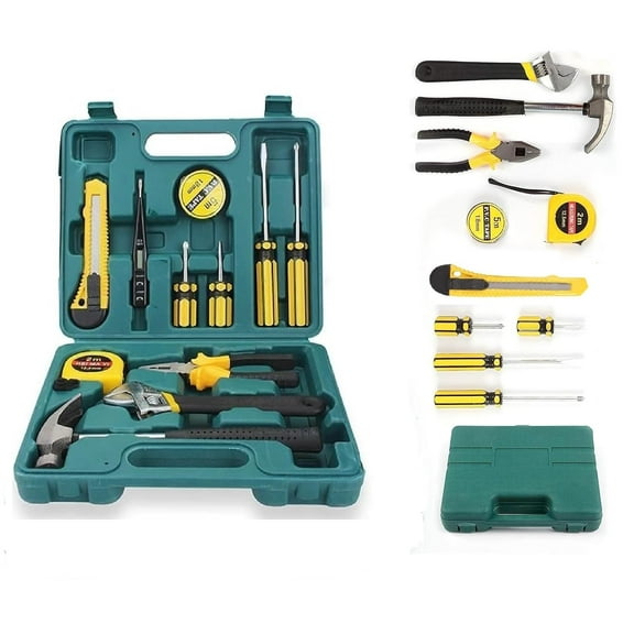12 In 1 Electrical Repair, Home, Hand Tool Kit Set | With Screwdriver, Hammer, Measuring Tape, Wrenches, Cutter & Pliers All Accessories | Hardware Tool Box, Mechanical, Garage Use