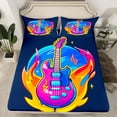 thumbnail image 2 of Homewish King 4-Piece Electric Guitar Bed Sheet Set - Music Theme, Luxury Bedroom Decor, 2 of 7