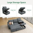 thumbnail image 5 of HONBAY 79" Reversible 3 Seat Compact L Shaped Sectional Sleeper Sofa with Pull Out Bed and Storage, Bluish Gray Double Colored Velvet, 5 of 8