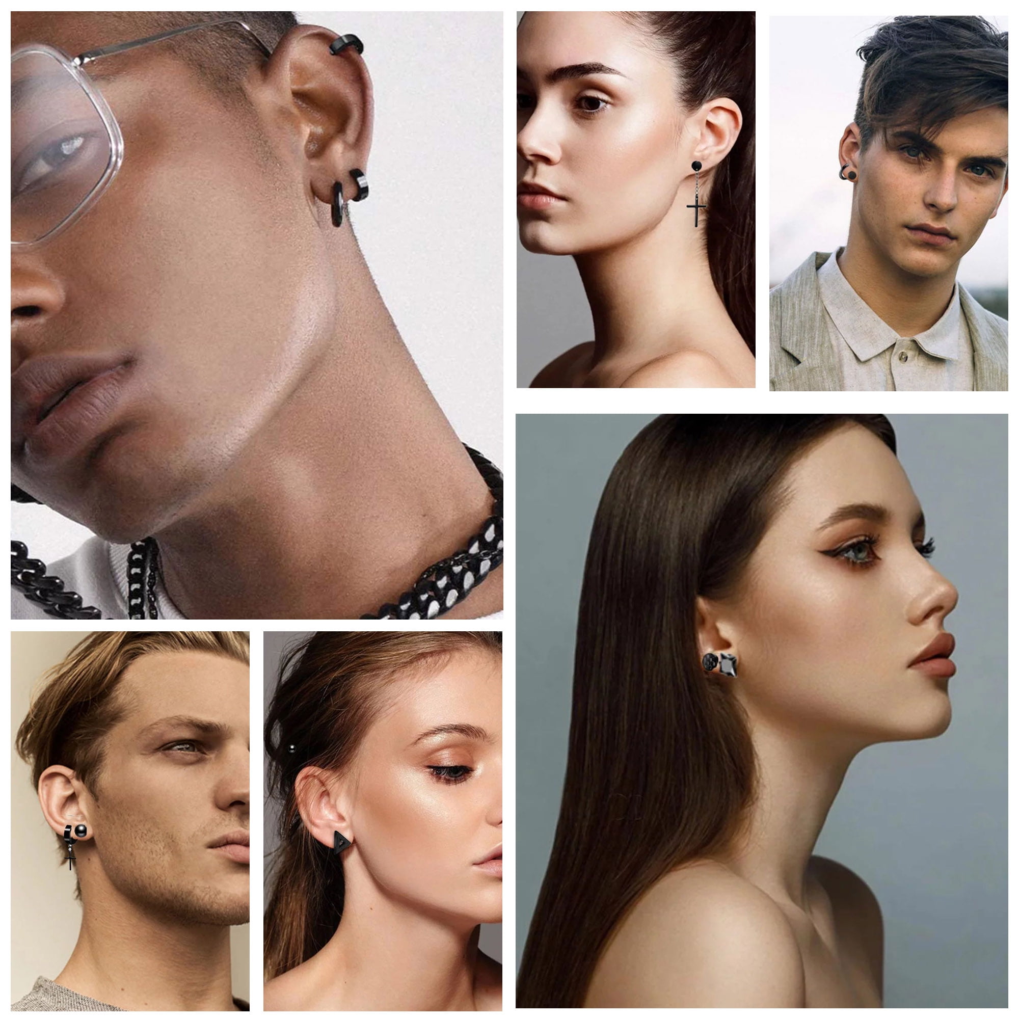 15 Pairs Earrings For Men Black Stud Earrings Mens Earrings Black Hoop  Earrings Stainless Steel Earrings Set Jewelry Piercings For Men Women  High-qual
