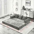 thumbnail image 4 of GAKMCIL 78.80" Floor Sofa Bed, Comfy Convertible Folding Mattress Couch, Chenille Floor Sofa with Armrest, Floor Sofa Lounge Couch for Living Room Bedroom Lounge Studio (No assembly required) (Green), 4 of 21