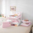 thumbnail image 5 of Manfei Ramen Capibara Axolotl Bedding Comforter Set 7pcs, Kawaii Pink Bowknot Flower Queen Bedding Sets, Cartoon Animal Lover Reversible Queen Sheet Sets, Super Cozy Room Decor, 5 of 7