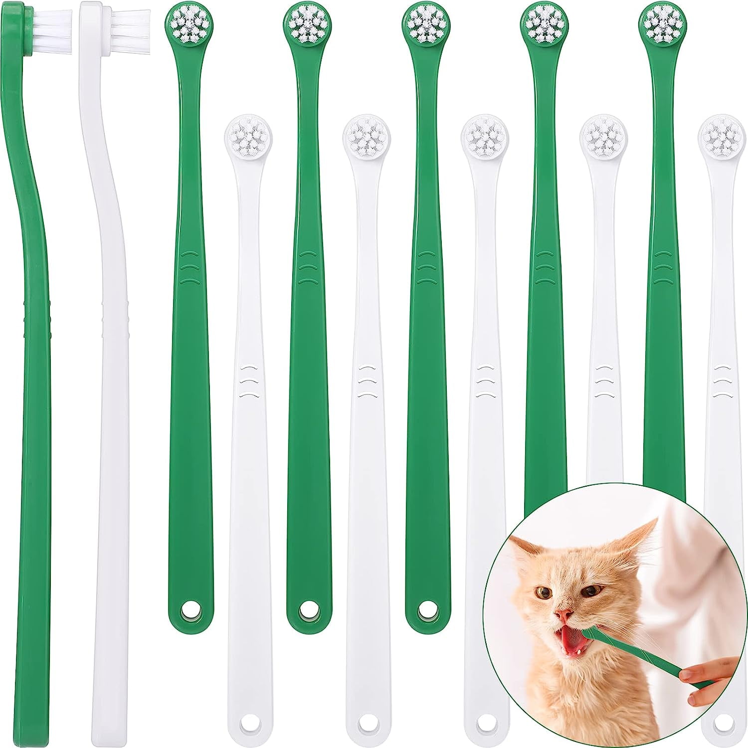 12 Pcs Cat Toothbrush Small Dog Toothbrush Mini Head Soft Bristles Dog