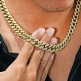 thumbnail image 5 of JeenMata 13 mm Heavy Iced out Prong Curb Chain Necklace in Yellow Gold Plated - Chunky Jewelry - Men's Jewelry, 5 of 5