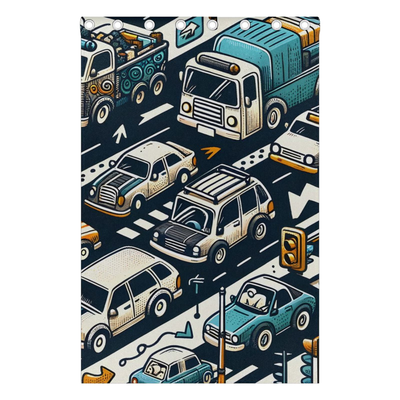 Roads Cars and Houses Black Out Curtains 72 Inch Length Curtains for Sliding Glass Doors Bedroom Living Room 2 Pack