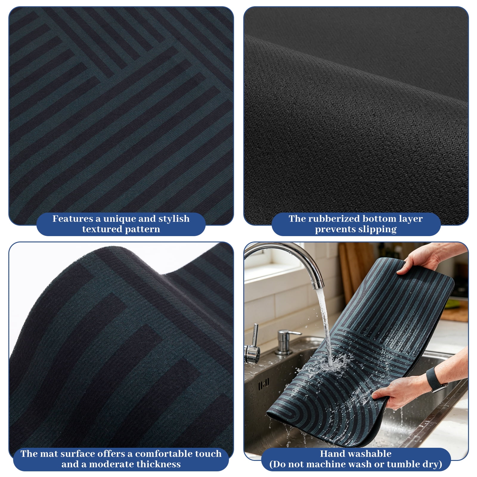 2-Pack Washer and Dryer Top Cover, 23.62" x 23.62" Diatom Mud Laundry Mat – Non-Slip Rubber Base Countertop Topper for Washer & Dryer (Black)