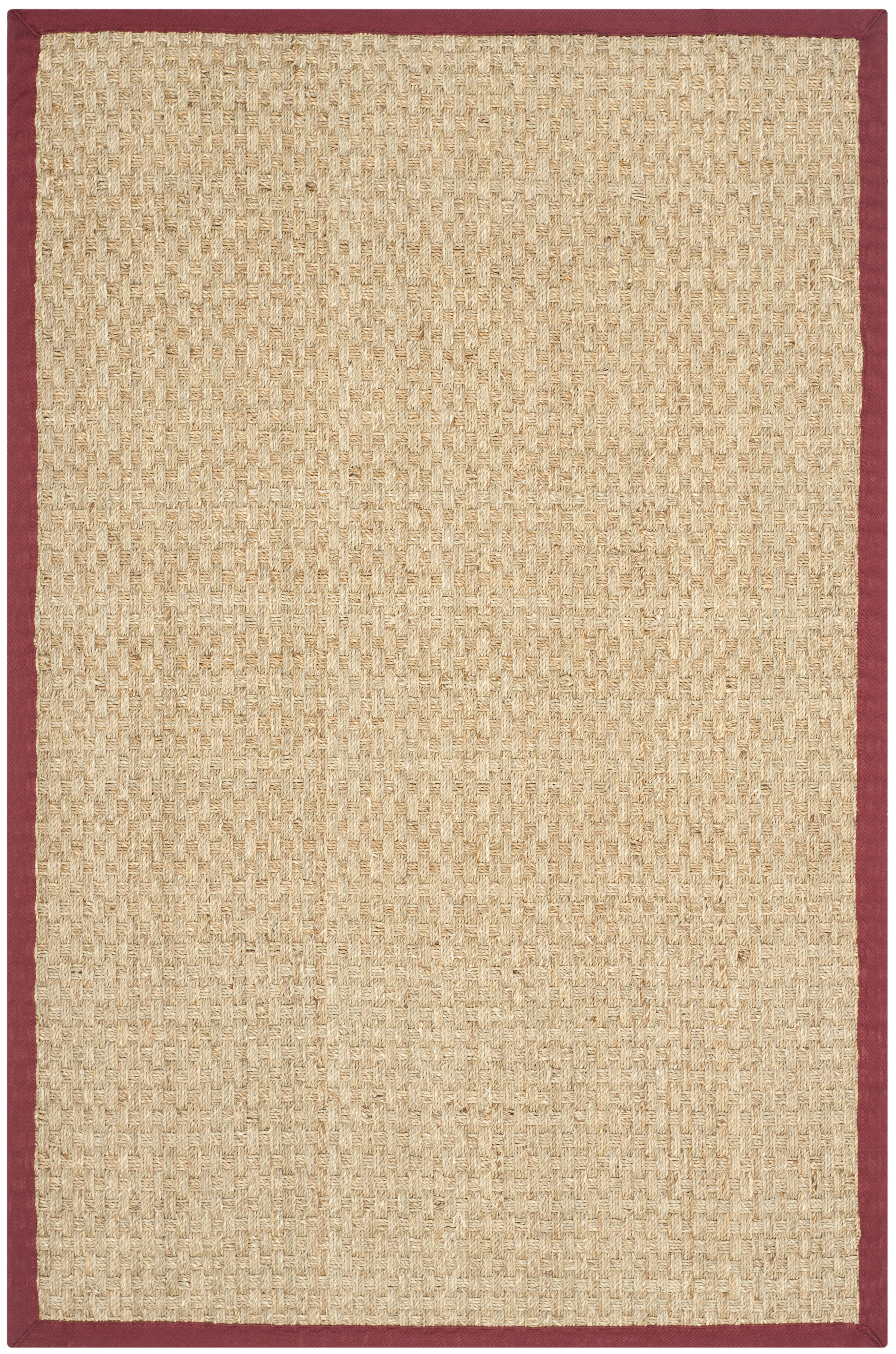 SAFAVIEH Natural Fiber Arbor Bordered Area Rug, Natural/Burgundy Red, 3' x 5' - Coastal Design, Natural & Burgundy Red, Seagrass, Ideal for Entryway, Kitchen, Living Room, Office, Bathroom, Bedside