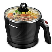 Topwit Electric Hot Pot Mini, 1.2 Liter Electric Cooker, Noodles Cooker, Electric Kettle with Multi-Function for Steam, Egg, Soup and Stew with Over-Heating Protection, Boil Dry Pr