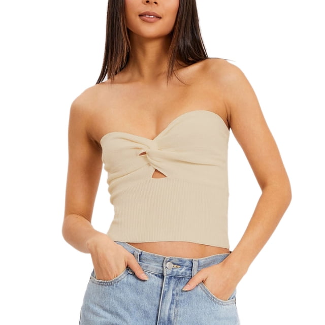 Top de verano para mujer, top de tubo de punto, sin espalda, top de tubo de punto, top de tubo de punto sin tirantes, materiales ecológicos