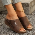 thumbnail image 6 of Ladies Fashion Walking Sandal Leather Toe Thick Sole Casual Sandals And Slippers Slingback Open Toe Wedges High Heels Beach Sandals Slippers, 6 of 8