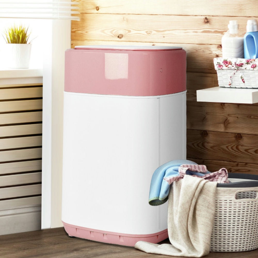 Topcobe 8lbs Portable Fully Automatic Washing Machine with Drain Pump, Space Saving Compact Washer-Pink