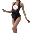 thumbnail image 6 of uublik Womens Sleep Jumpsuit Valentine's Day Bodysuit V Neck Sleepwear Lounge Nightgown Black, 6 of 6