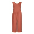 thumbnail image 6 of Gaecuw Womens Jumpsuits Casual Dressy Sleeveless Cold Shoulder Overall Square Neck Band Collar Solid Onesie One Piece Outfits Loose Baggy Long Pants High Waisted Wide Leg Summer Romper Calf Length, 6 of 7