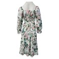 thumbnail image 4 of Vestido Vestido de manga acampanada para mujer Vestido largo de verano con estampado floral y espalda abierta Kuymtek Blanco T S para Mujer, 4 of 8