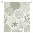 thumbnail image 2 of Coastal Sage Green Semi Sheer Curtains Drapes for Living Room, Bedroom, French Doors Window 63 Inches Long, Ocean Coral Starfish Shell Modern Rod Pocket Chiffon Curtain Drapery Voile Draperies Panel, 2 of 6